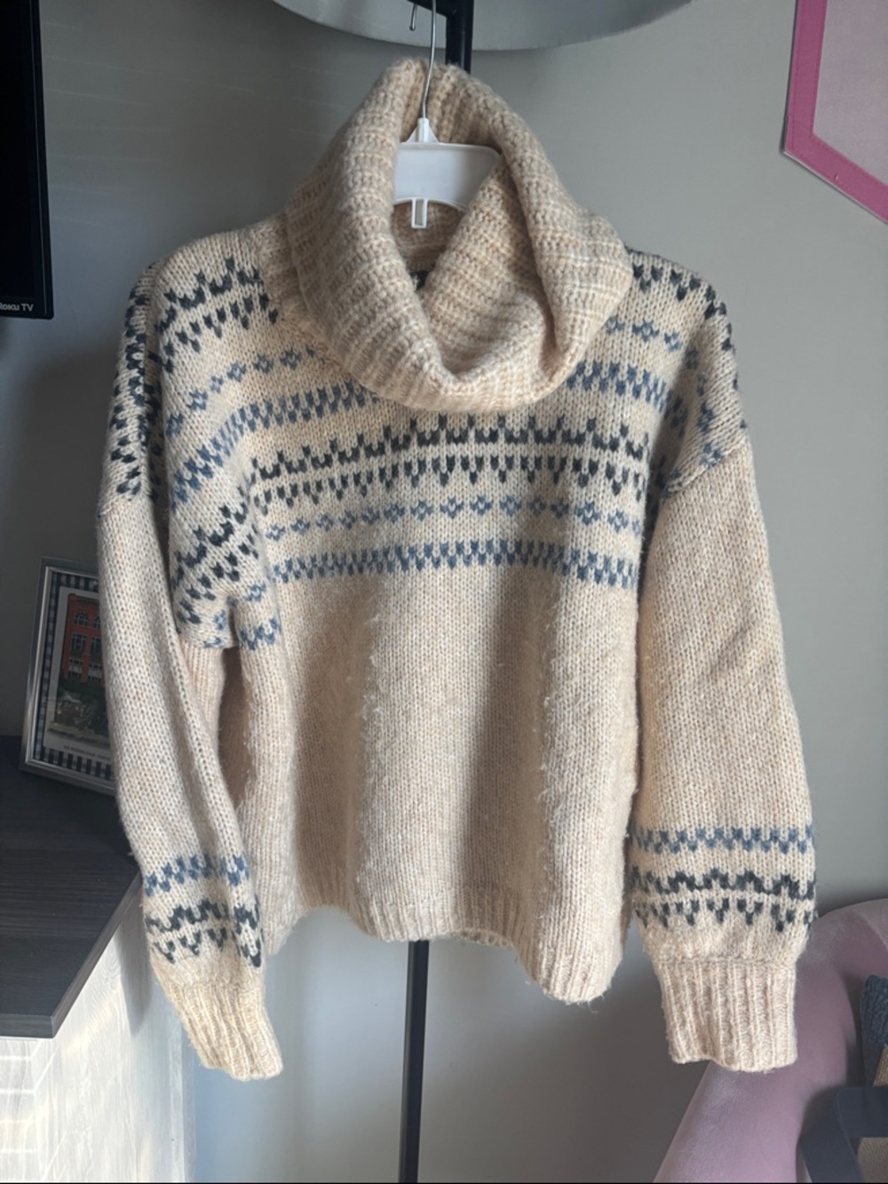 Madewell Cream Fair Isle Turtleneck Sweater
